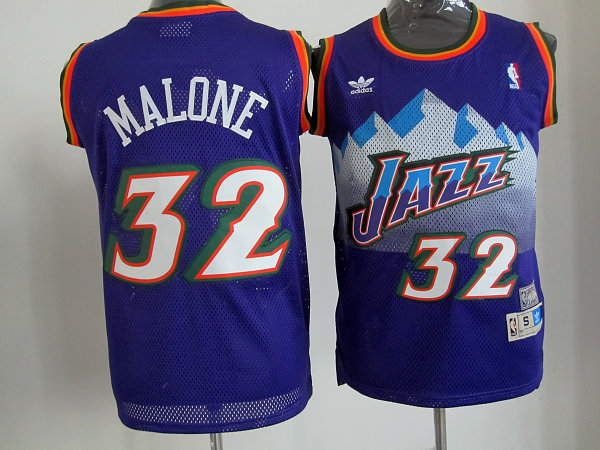  NBA Utah Jazz 32 Karl Malone Throwback Swingman Purple jerseys